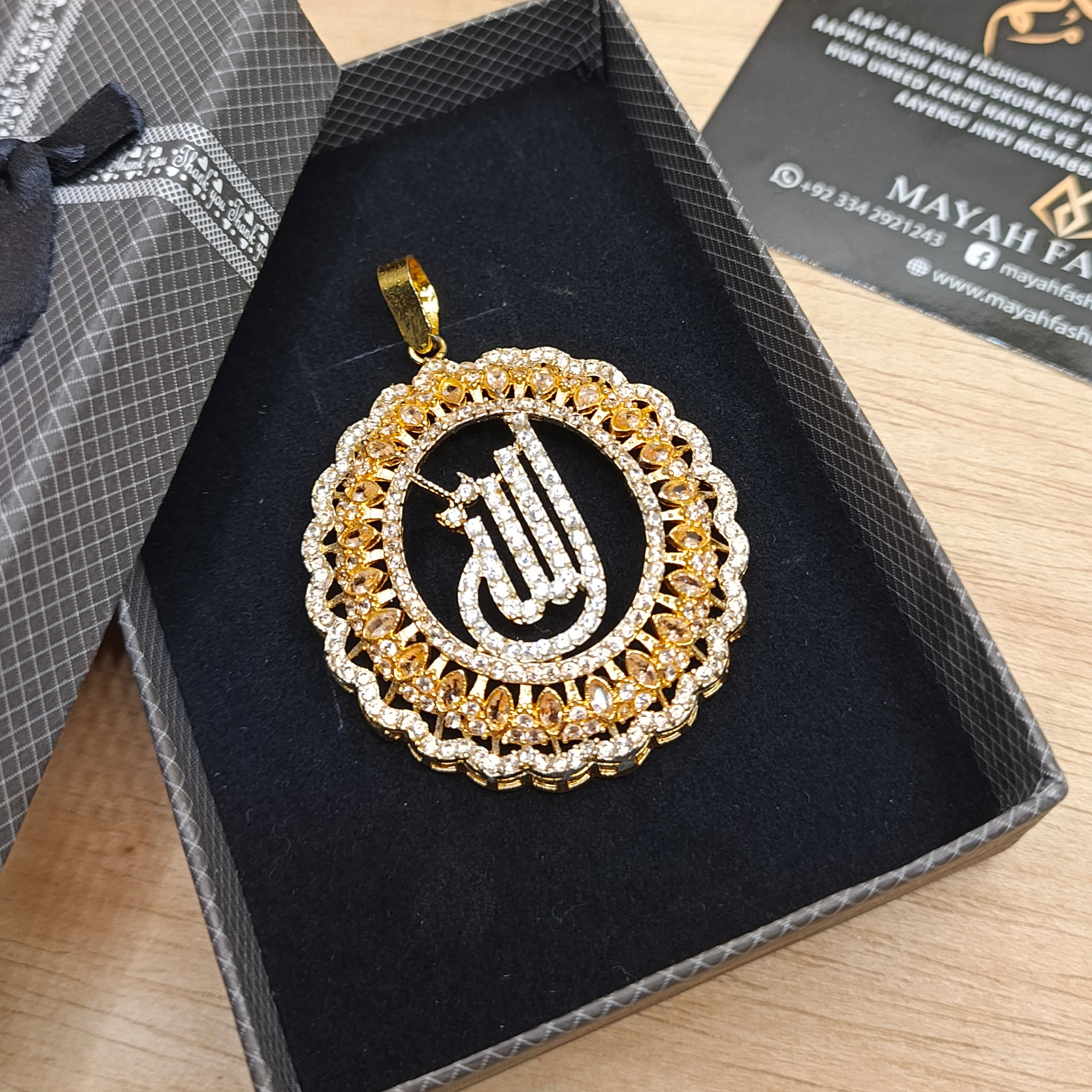 Champagne zircon Allah pendant