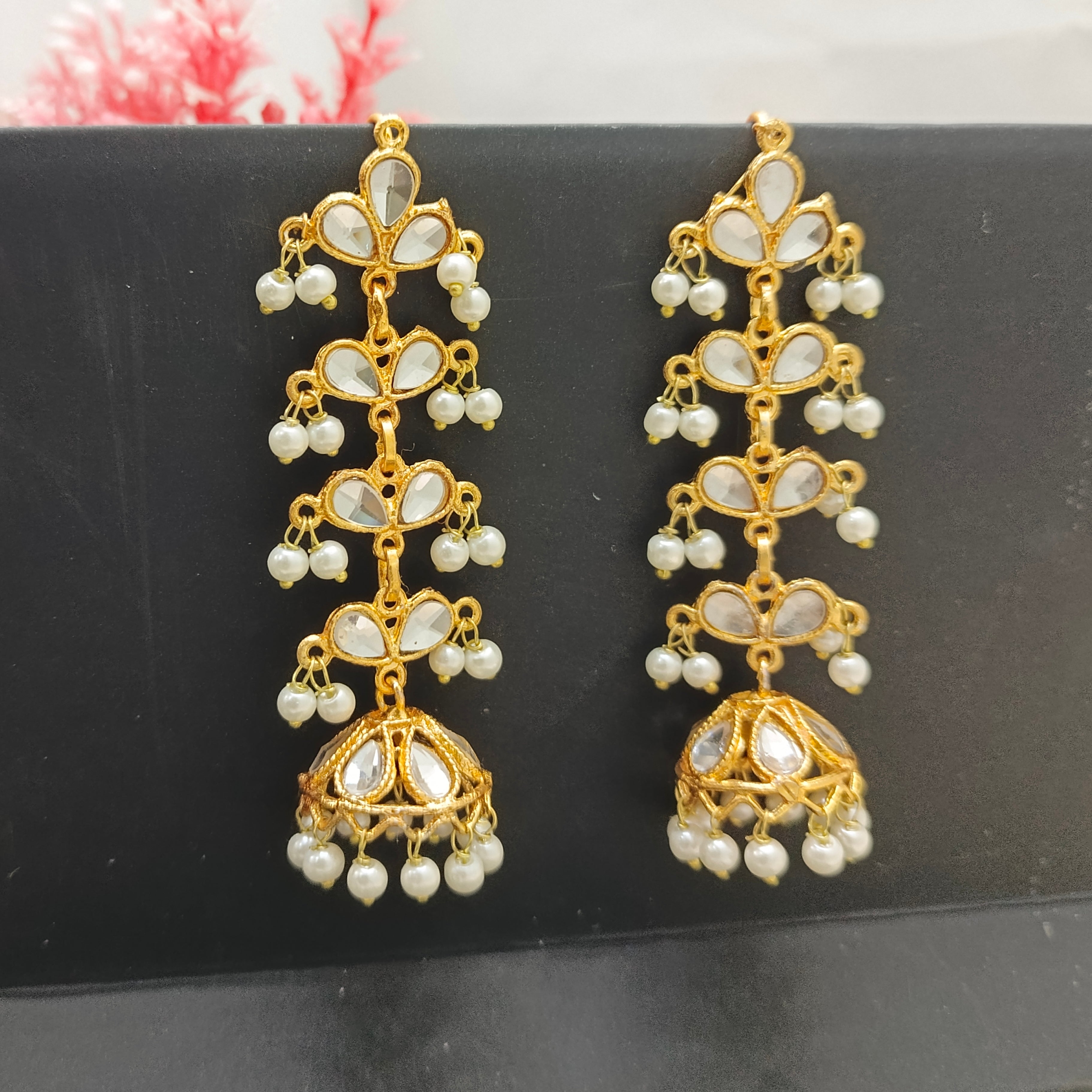 Long hanging Kundan Jhumka