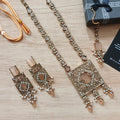 Long Pendant set with earrings and teeka