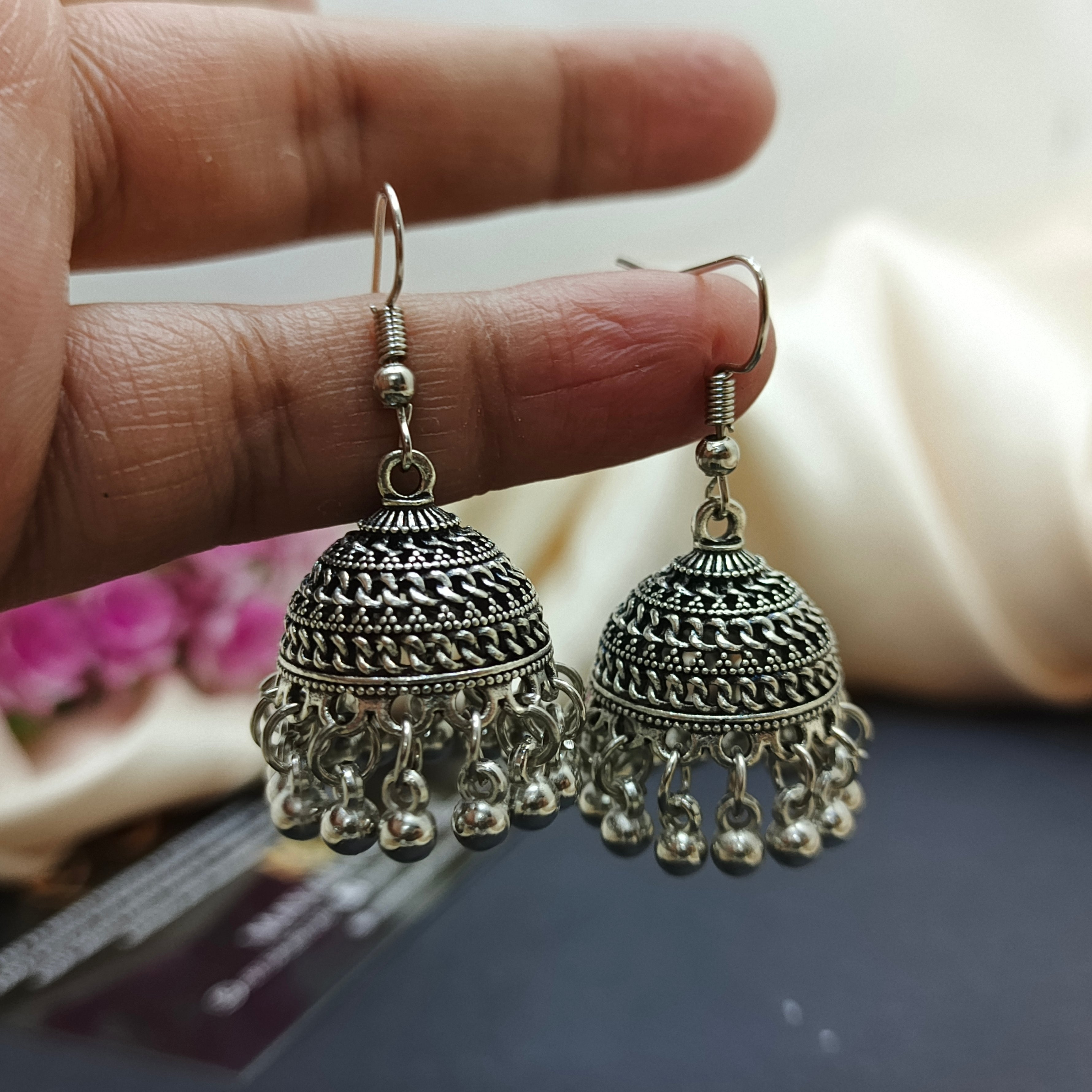Oxidized Jhumka (silver)