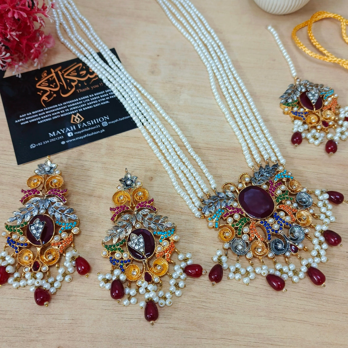 Nauratan Long Mala set(maroon)