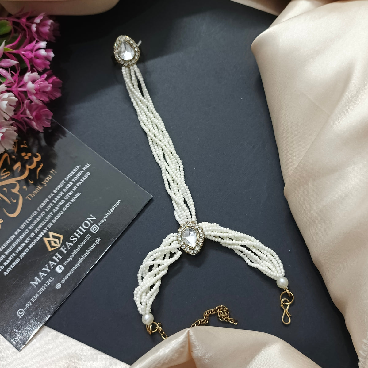 Drop Shape Kundan with Pearls Anja