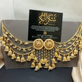 Golden polish Bahubali earrings with sahare