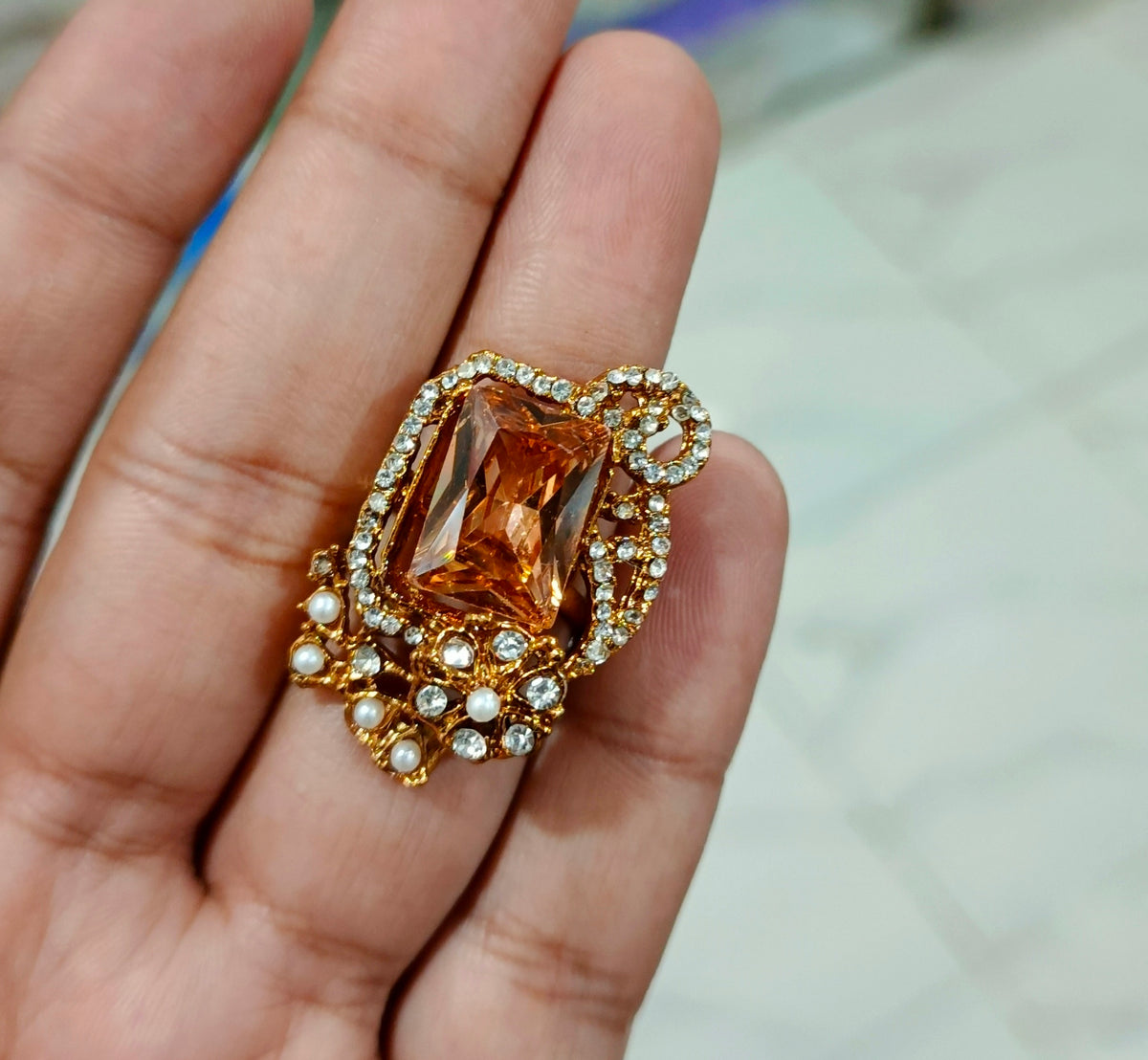 Adjustable Ring ,zircon #201