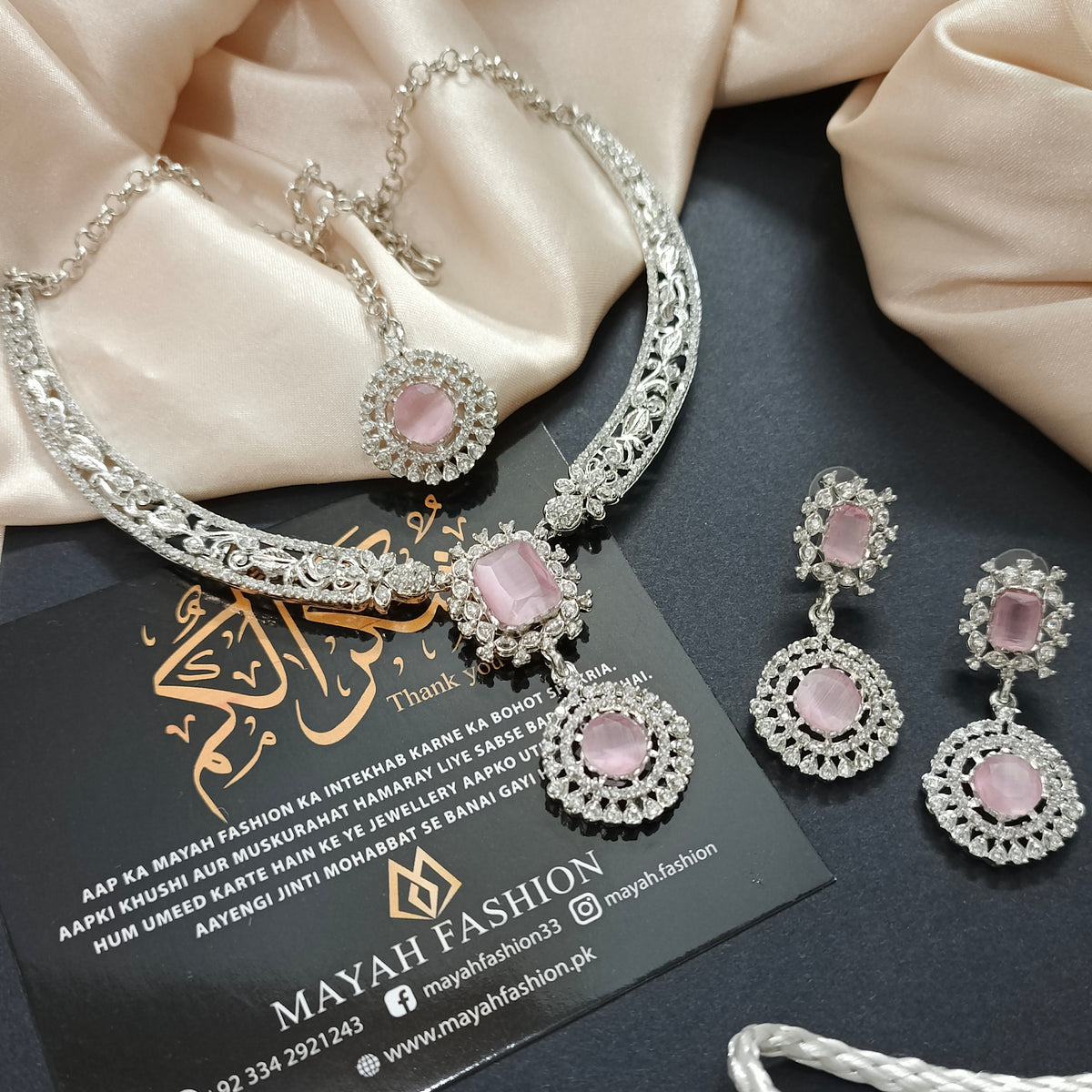 AD zircon necklace with pendant look