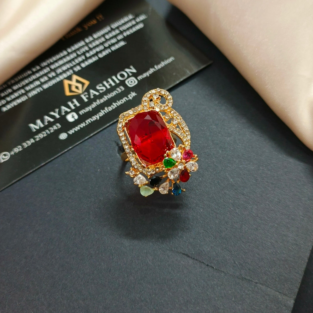 Adjustable zircon Ring #1209