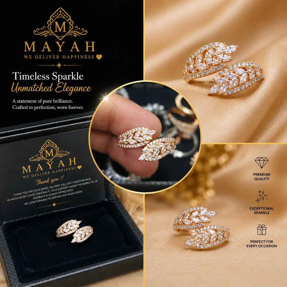 Premium Zircon Rings (adjustable sizes)