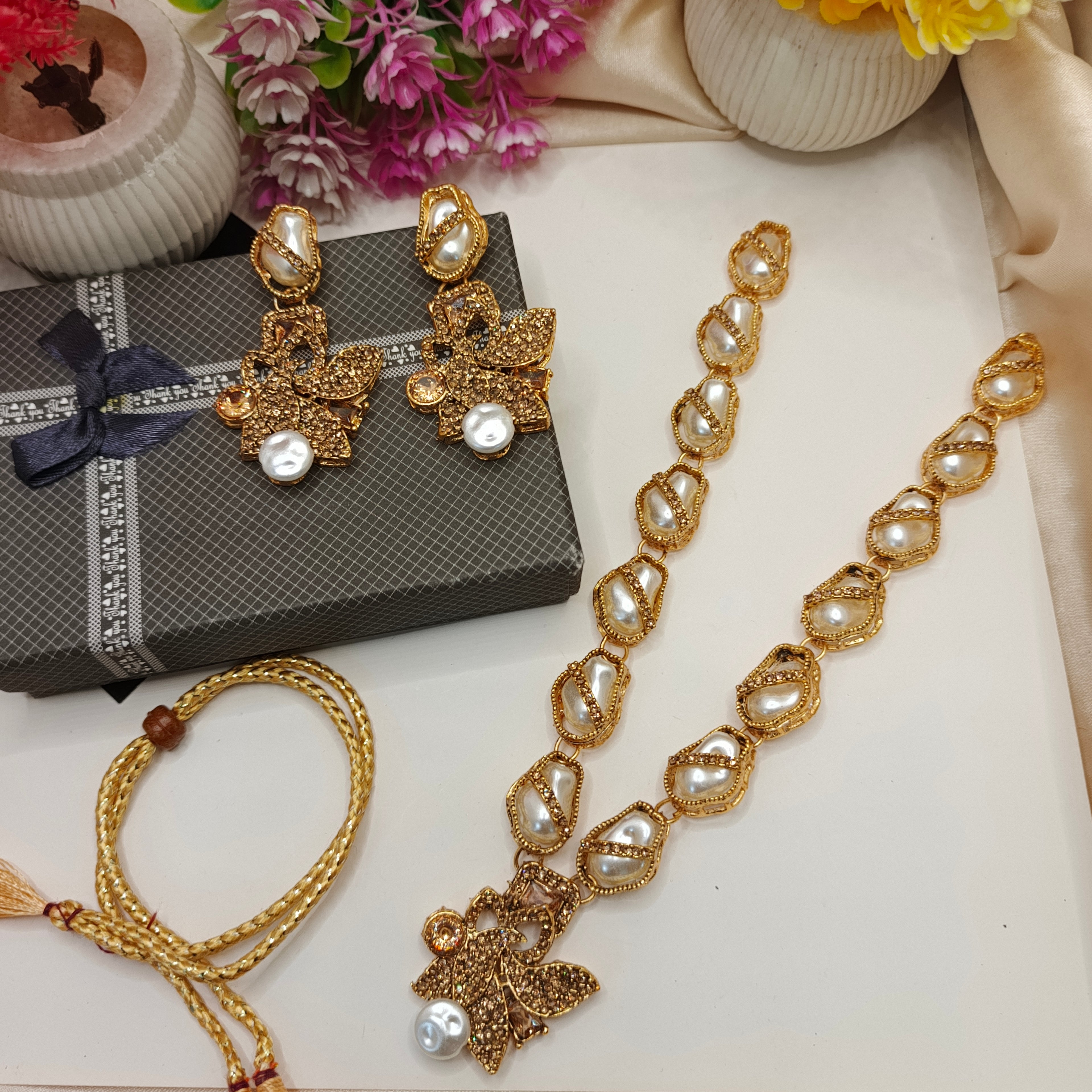 MotherPearls Necklace with earrings