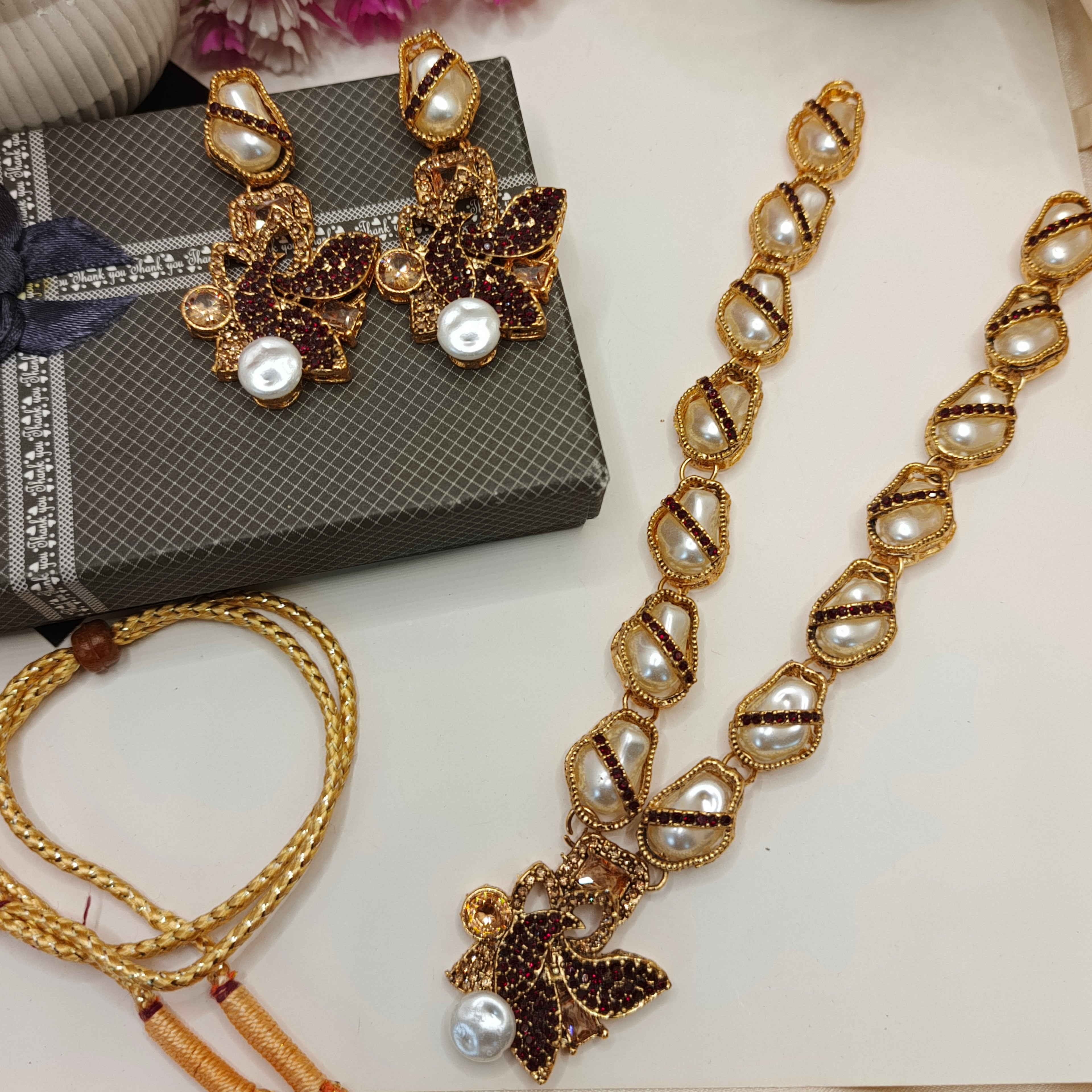 MotherPearls Necklace with earrings