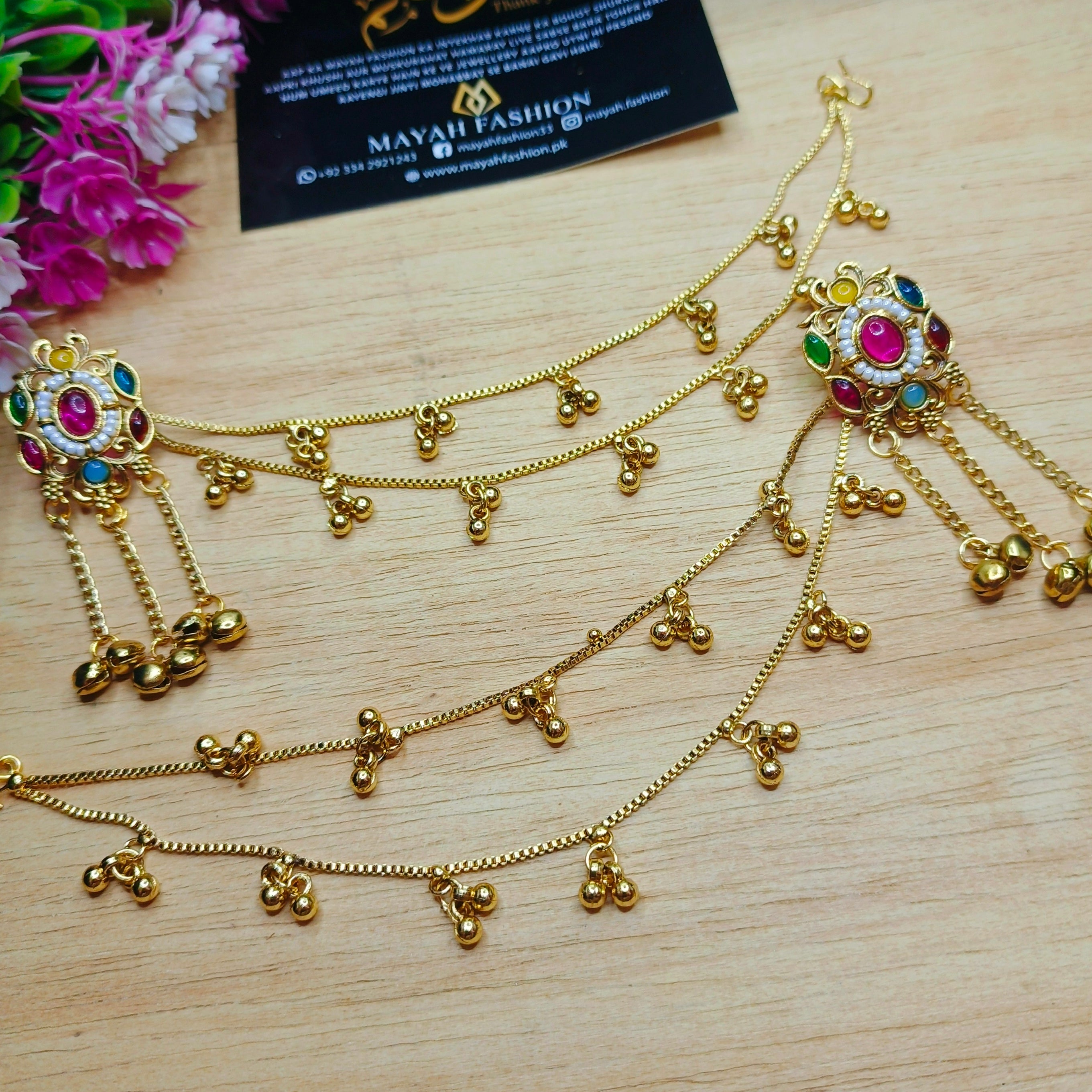 Kashmiri style earrings with sahare
